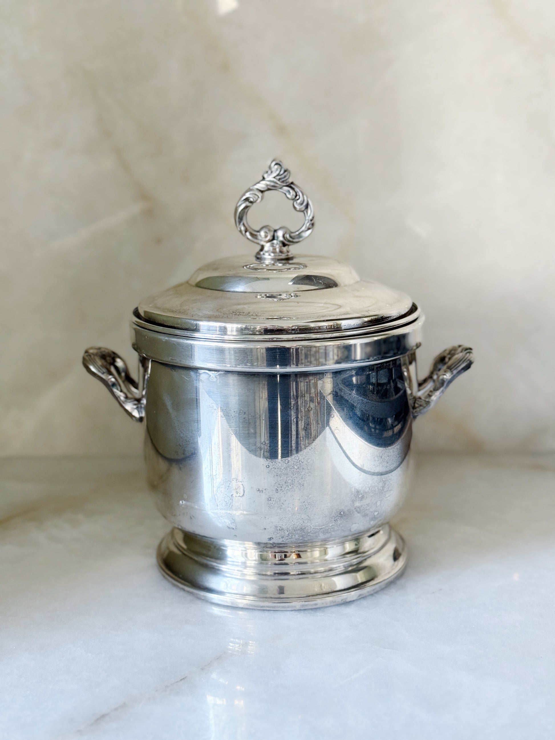 vintage silver insulated ice bucket 