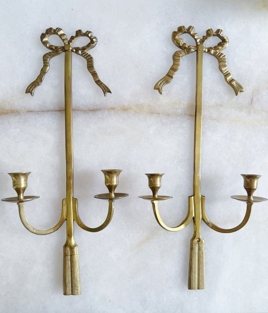 vintage brass bow sconces