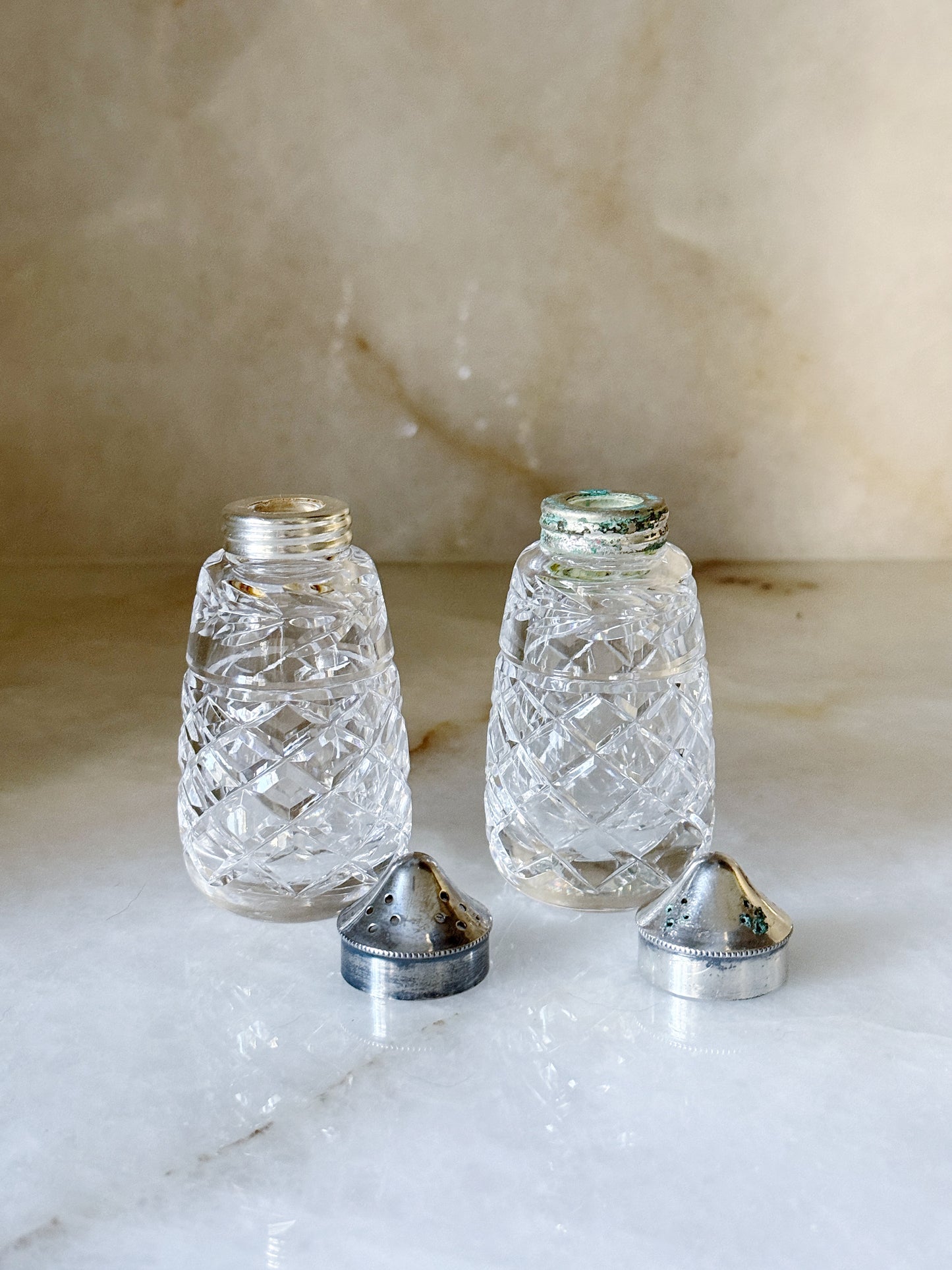 Vintage Waterford Crystal Salt & Pepper Shakers | Lismore Pattern | Set of 2