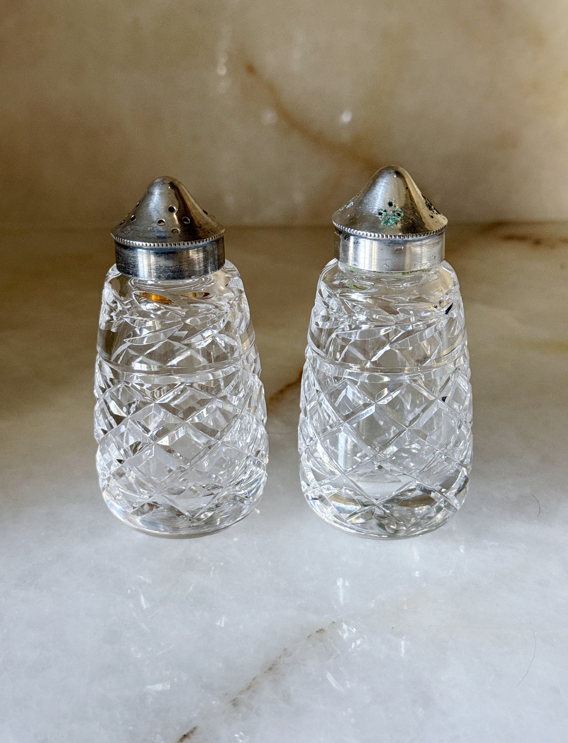 Vintage Waterford Crystal Salt & Pepper Shakers | Lismore Pattern | Set of 2