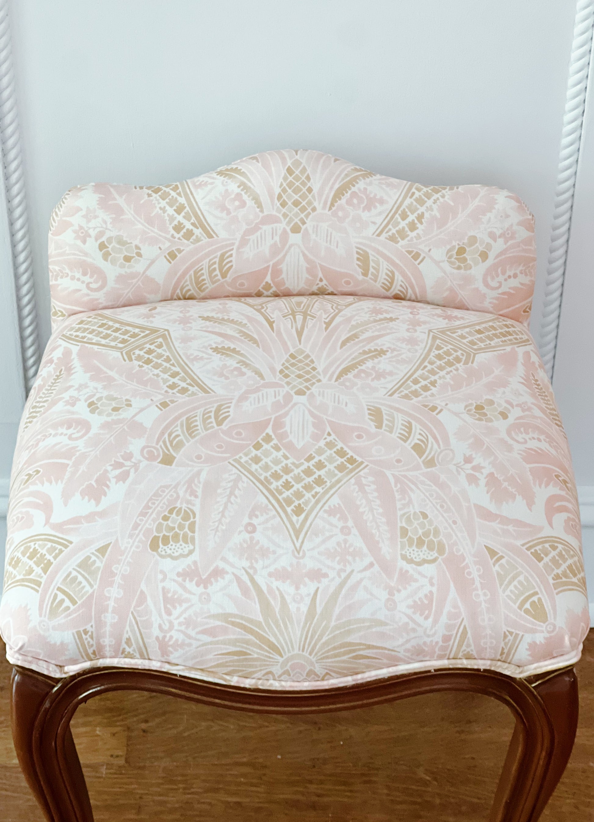 Vintage Ritz Carlton Upholstered Vanity Stool Schumacher Cap Ferrat House of Modern Vintage NOLA