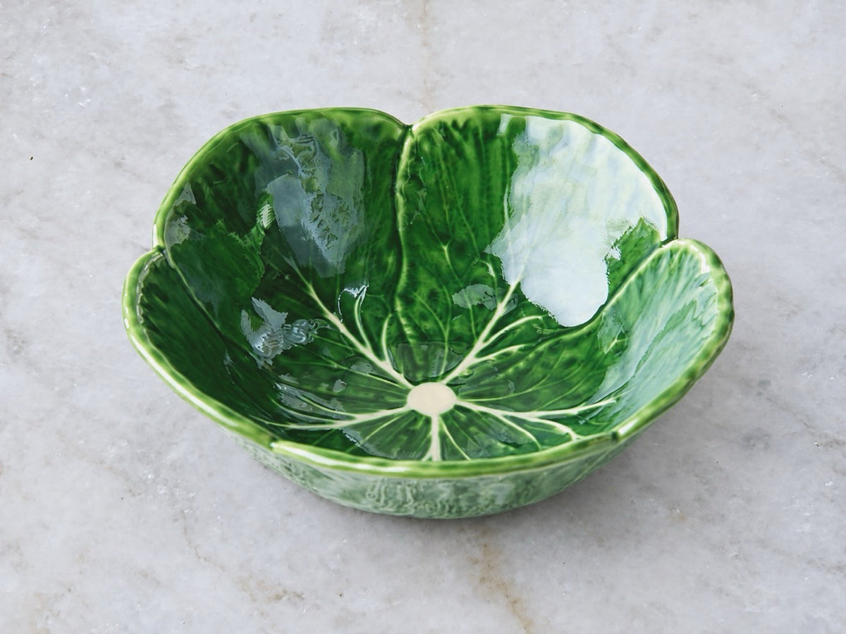 Le Jardin Cabbage cereal bowl showing the cabbage leaf interior