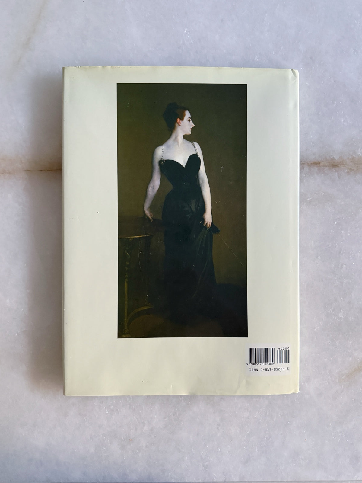 Back cover of the vintage John Singer Sargent art book showing Madame X, Madame Pierre Gautreau