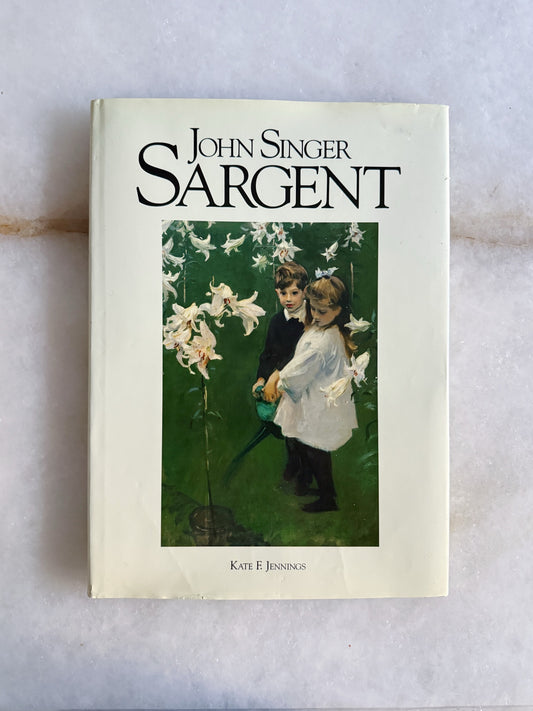 Front cover of a vintage John Singer Sargent art book by Kate F. Jennings, with Sargent's painting of two children among white lilies