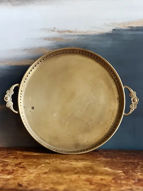vintage brass serving tray 